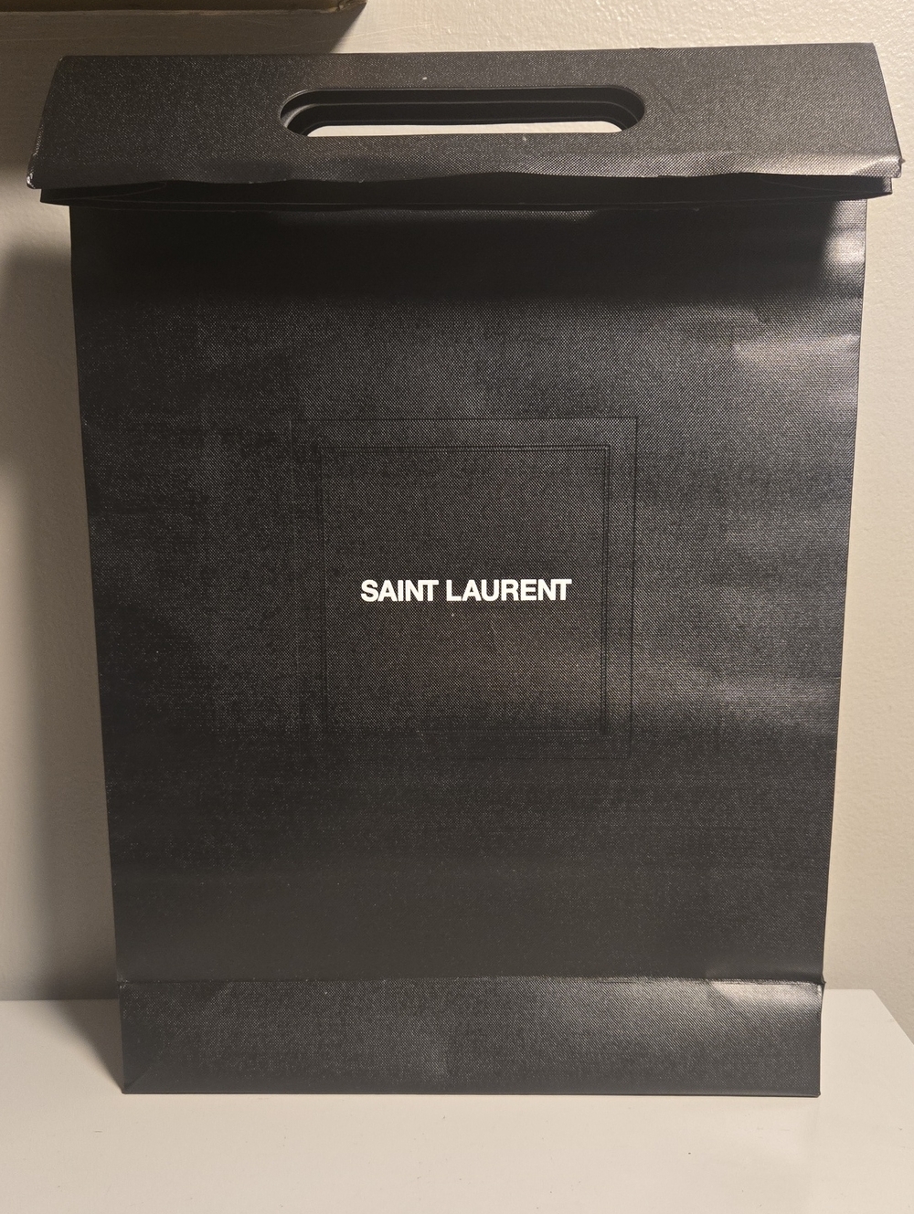 Saint Laurent Black Paper Gift Bag with White Logo